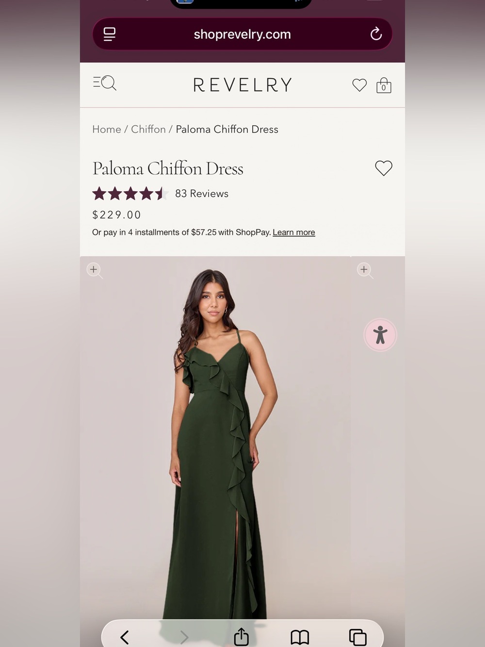 Revelry Paloma Chiffon Gown in Deep Olive